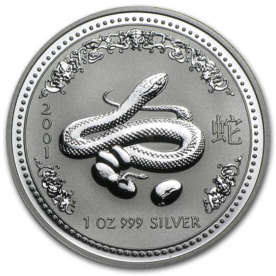 2001 Australia 1 oz Silver Year of the Snake BU (Series I) 2001 Australia 1 oz Silver Year of the Snake BU (Series I)